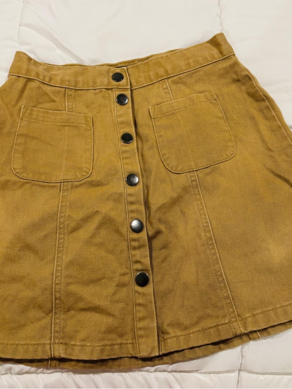 Button-Front Mini Skirt in khaki